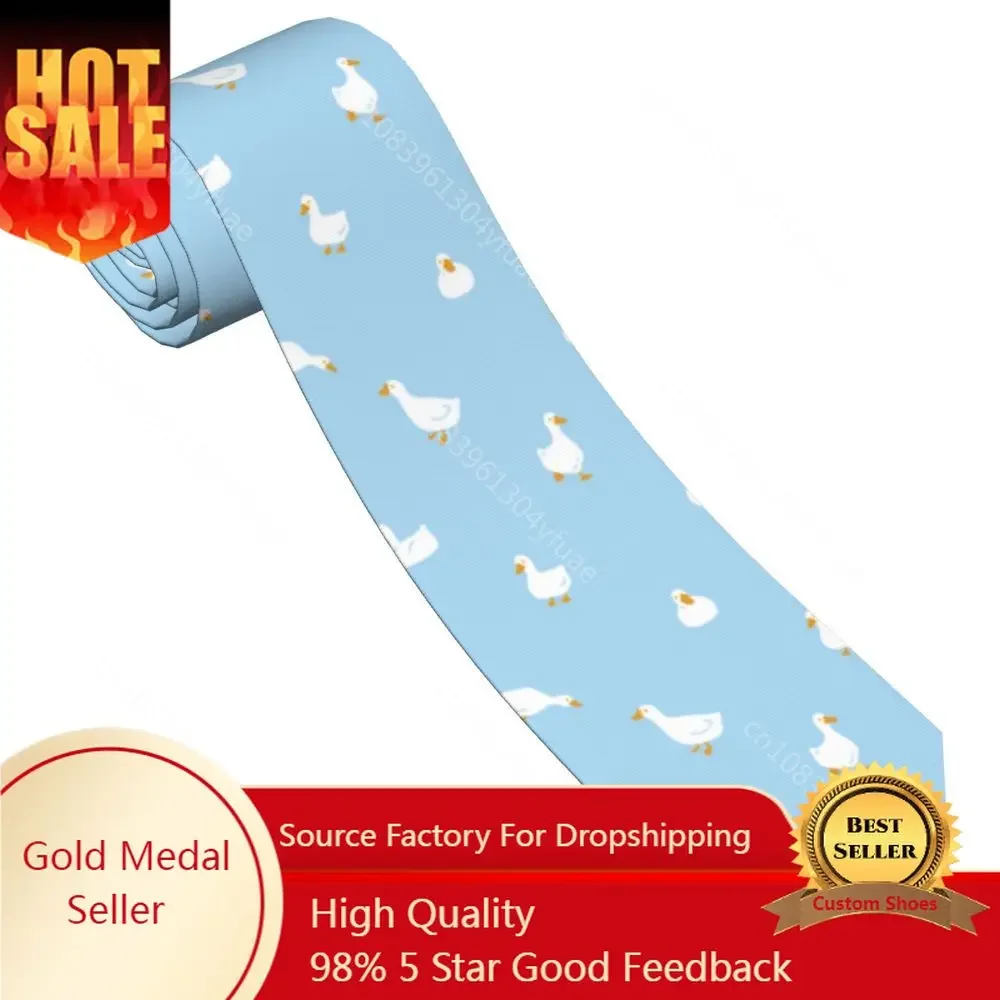 Cartoon Duck Goose Rubber Duck Unisex Neckties Silk Polyester 8 cm Narrow Neck Ties for Men Shirt Accessories Wedding