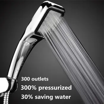 핸드헬드 샤워헤드 고압 절수 샤워 헤드, 크롬 도금 300 홀 욕조 깍지, 강우 필터, 욕실 액세서리 