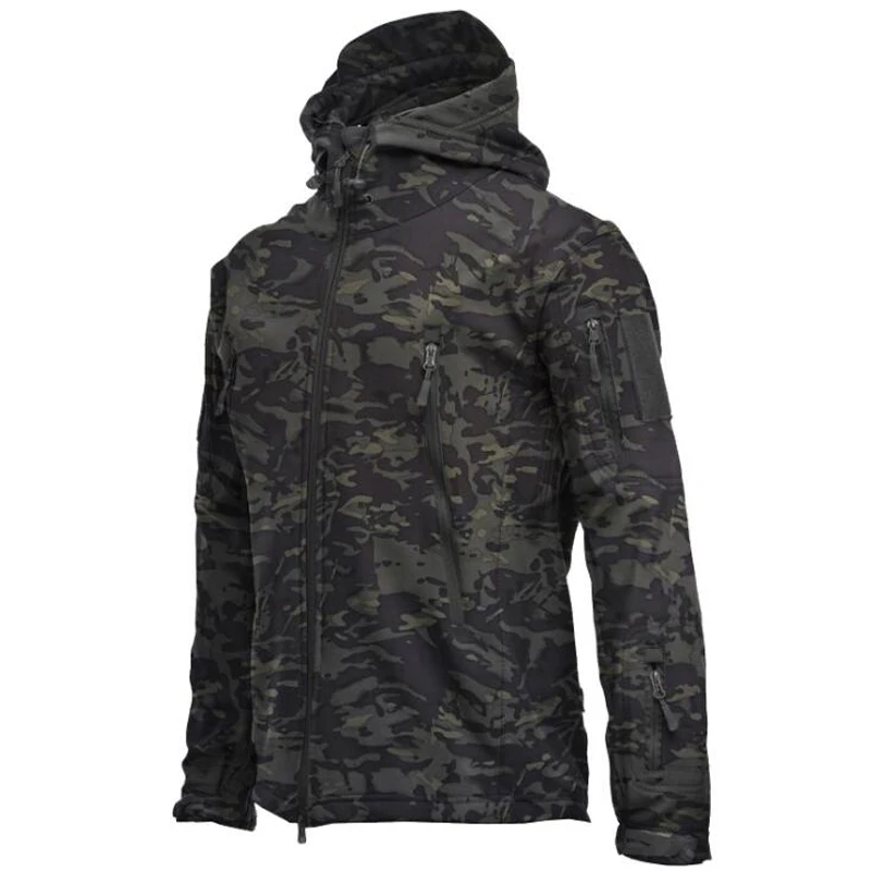 Fishing Jacket Men Outdoor Fleece Fishing Clothing Softshell Zipper Streetwear Military Hiking Hunting Tactical Hooded Jackets