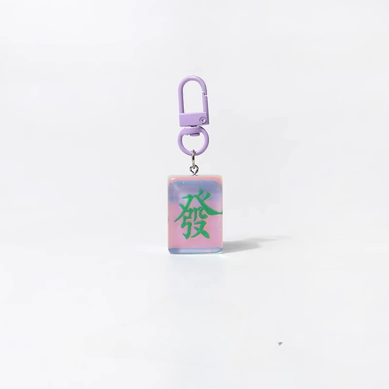 Chinese Style Mahjong Fun Keychain Resin Cute Bag Accessories