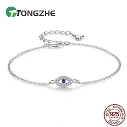 TONGZHE Women Evil Eye Bracelet 925 Sterling Silver Bracelets CZ Lucky Turkey Jewelry For A Couple Bracelets for Women Pulsera