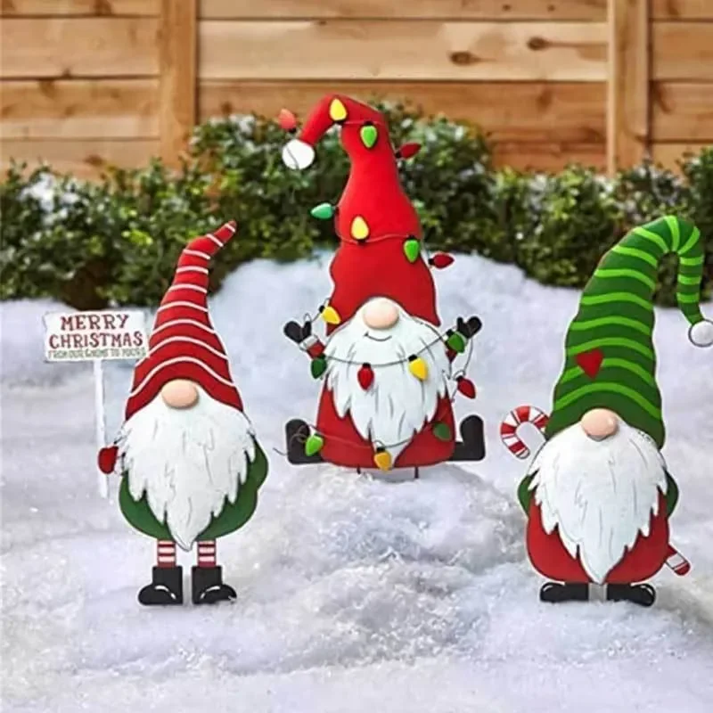 1 Pcs Christmas Gnome Sign Garden Art Swedish Tomte Stake For Yard Lawn Patio Decorative Ornament Merry Christmas Decor