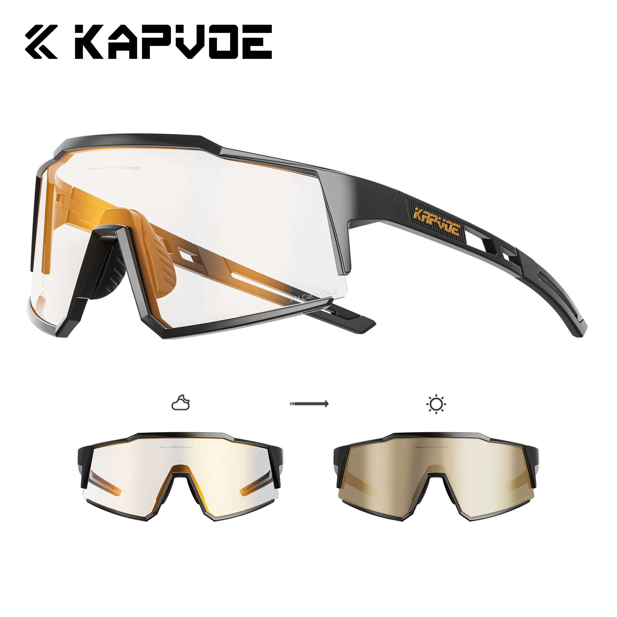 Kapvoe RED Photochromic Sunglasses Cycling for Men Blue Photochromic Bike Glasses MTB Bicycle Goggles Eyewear Sports UV400