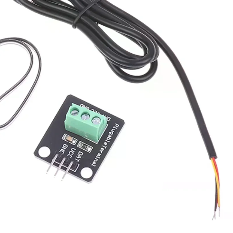 1Set DS18B20 Temperature Sensor Module Waterproof Digital Sensor Cable Stainless Steel Probe Terminal Adapter For