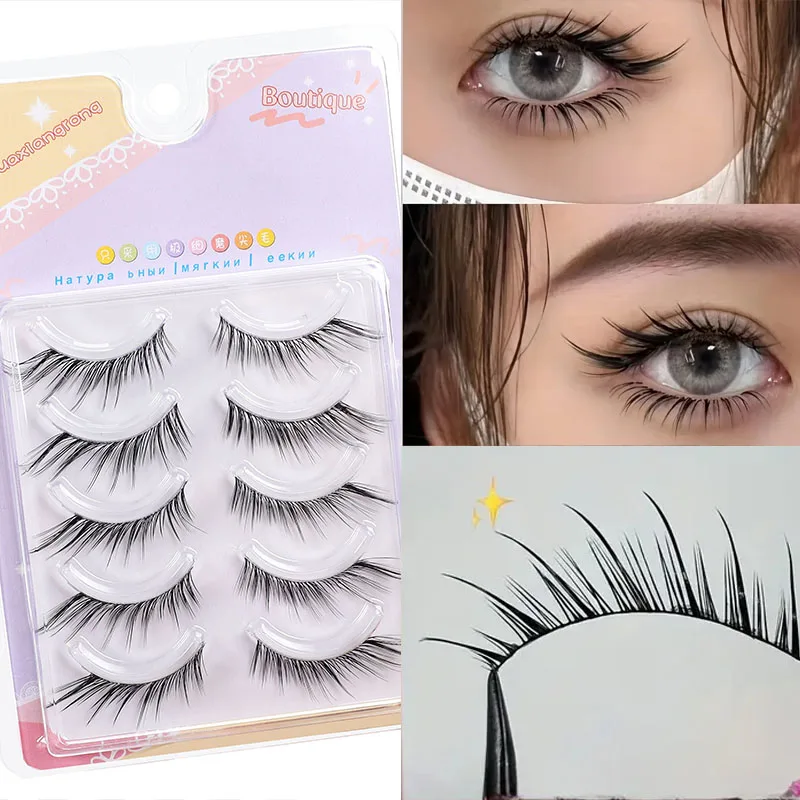 5 Pairs of Cartoon Fox Eyes, Fairy False Eyelashes - Thick and Natural, C-Curl, 10-12mm Long, Thick False Eyelashes