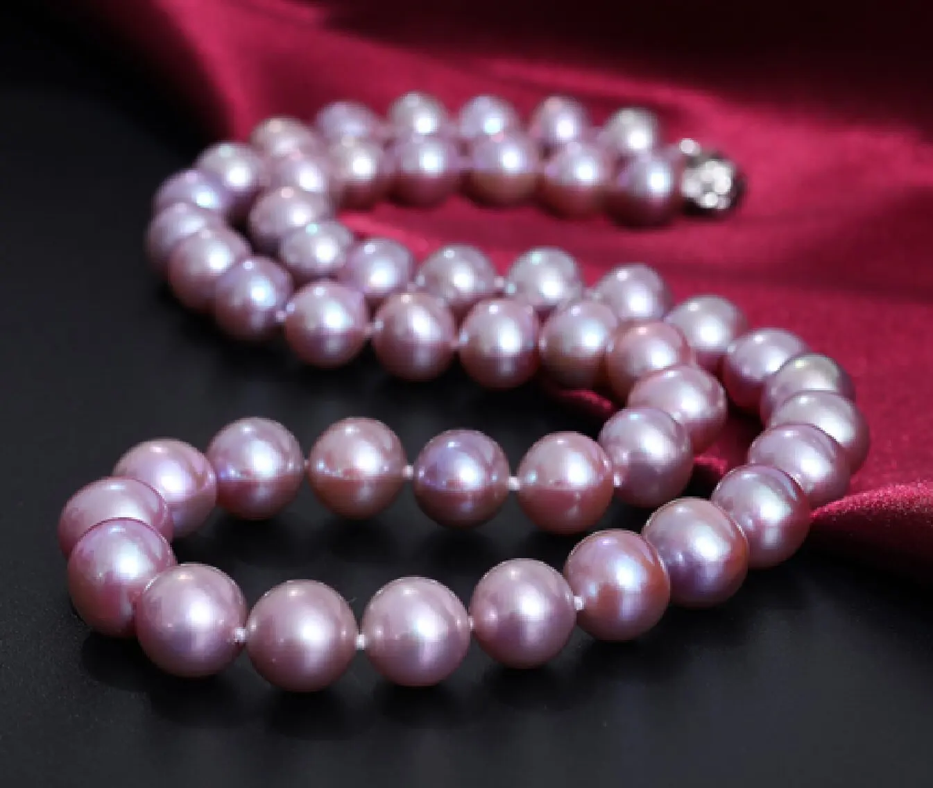 AAA 9-10mm Natural South China Sea Purple Pearl Necklace 18