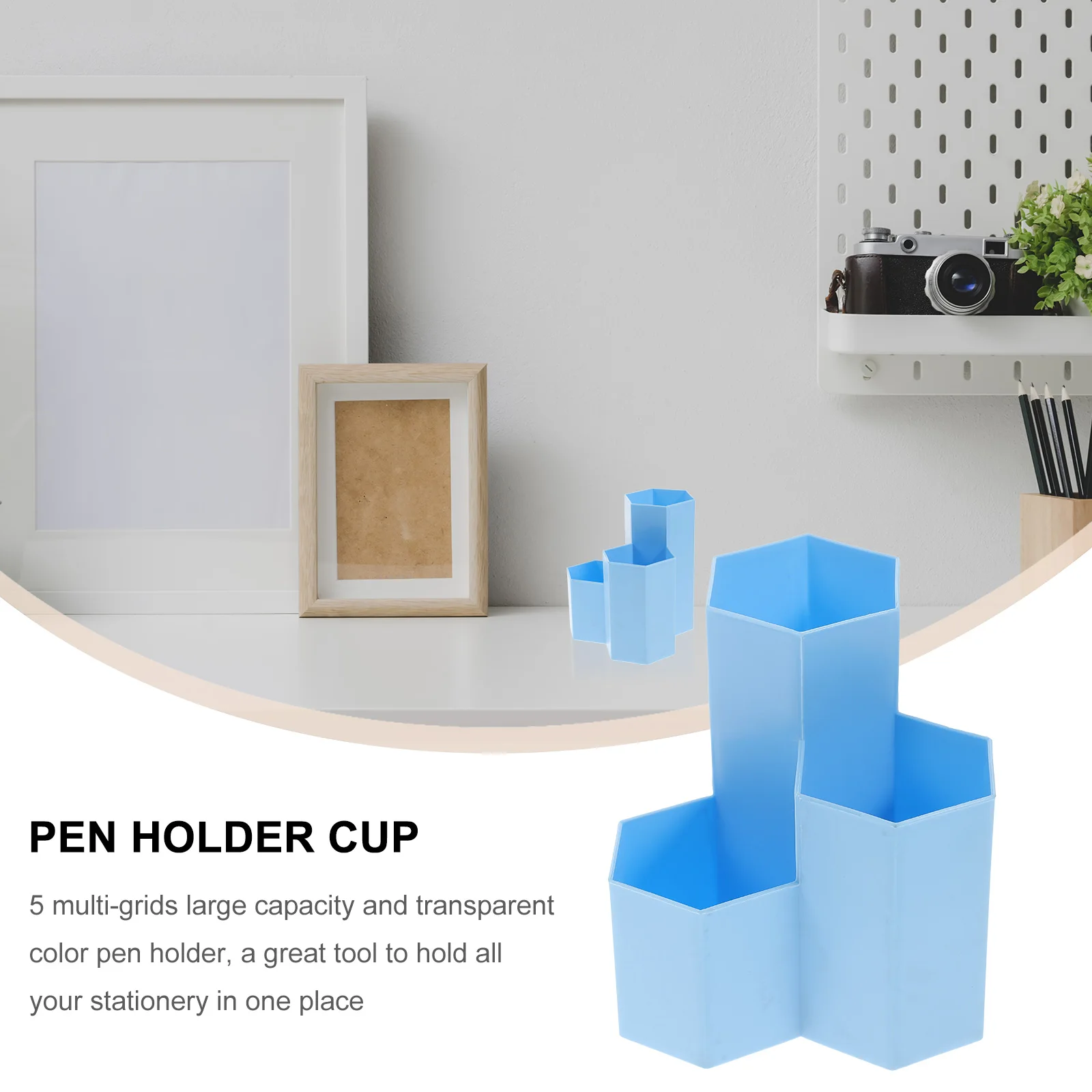 

Work Desk Hexagonal Pen Holder Pencil Girl Cup Organizer for Office Desktop Stationery Container Sky-blue Storage Miss