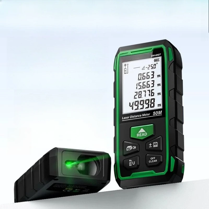Green light outdoor rangefinder, high-precision distance measurement tool, room measuring instrument, electronic ruler
