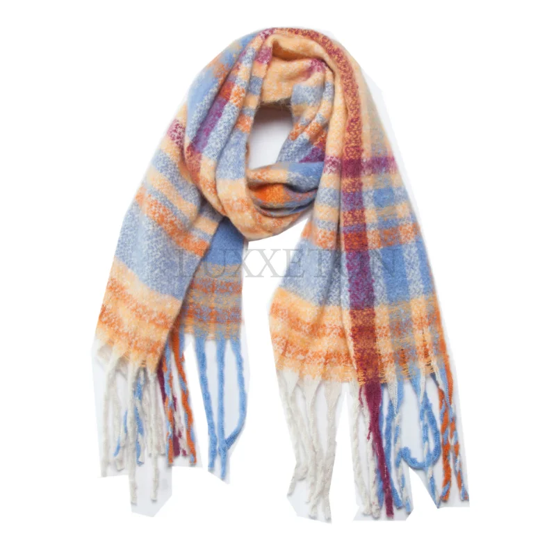 Women Winter Scarf Cashmere Warm Pashmina Rainbow Foulard Female Scarves Wraps Thick Hijab Soft Bufanda Tassels Shawl Long Stole