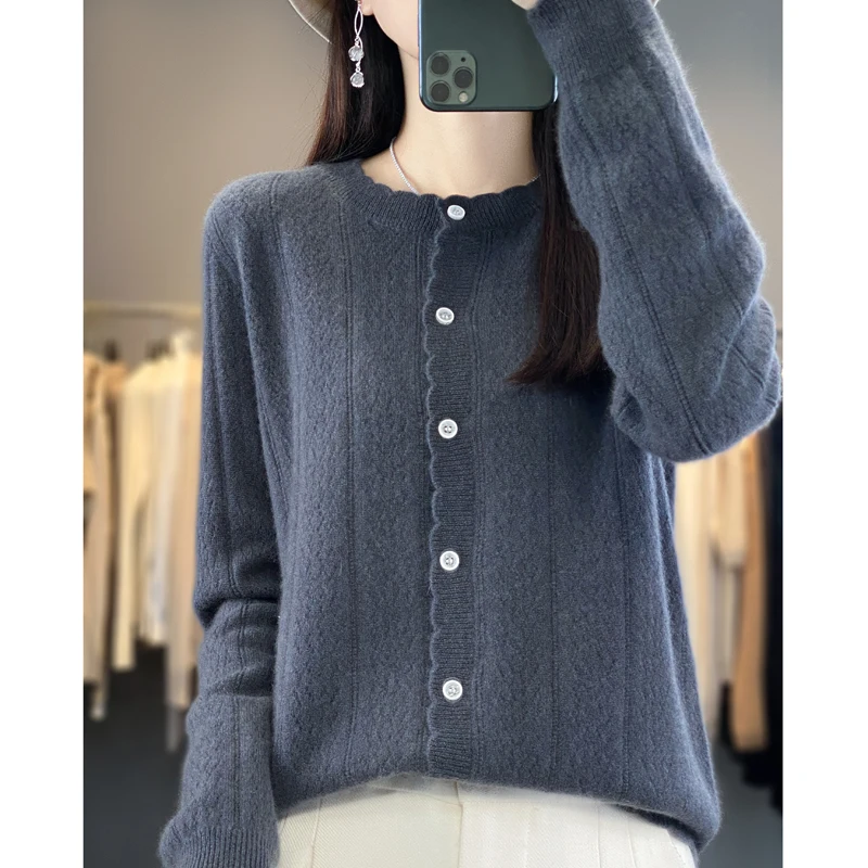 2024 Autumn/Winter Women\'s cashmere cardigan knitted cashmere sweater 100% cashmere sweater sweater top cardigan jacket