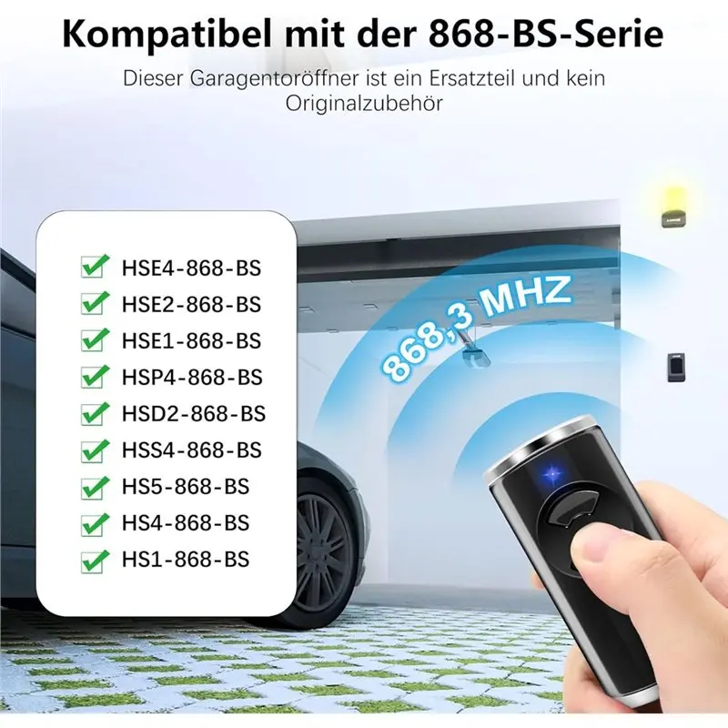 【أدوات منزلية】جهاز إرسال محمول لباب المرآب وجهاز تحكم عن بعد 868.3 BS Mhz فتحت باب المرآب لفتحة باب المرآب Hormann BS