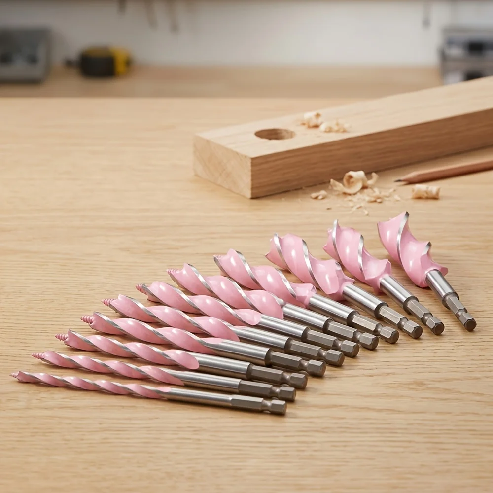 

155/230mm Hex Shank Auger Drill Bit Set Extra Long Woodworking Spiral Drill Bits for Carpenter