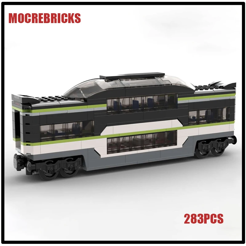 MOC Bricks City Series Double Layer Dome Car For Passenger Train Building Blocks Assembly Model Educational Puzzle Kid Xmas Toys