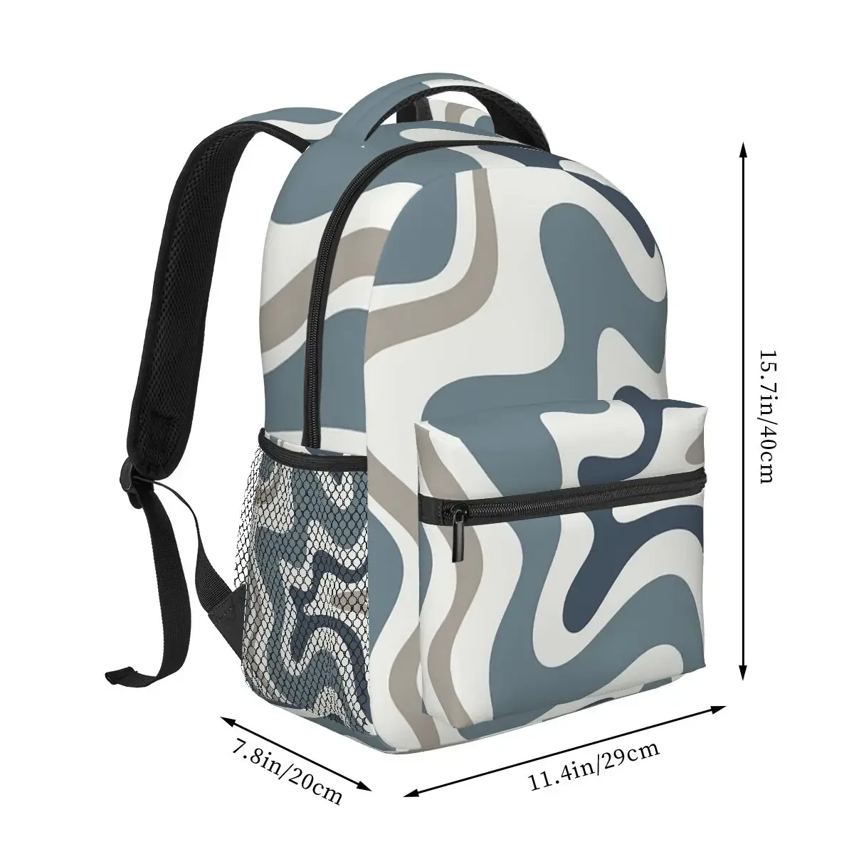 Liquid Swirl Contemporary Abstract In Neutral Backpacks Boys Girls Bookbag Students School Bags Travel Rucksack Shoulder Bag