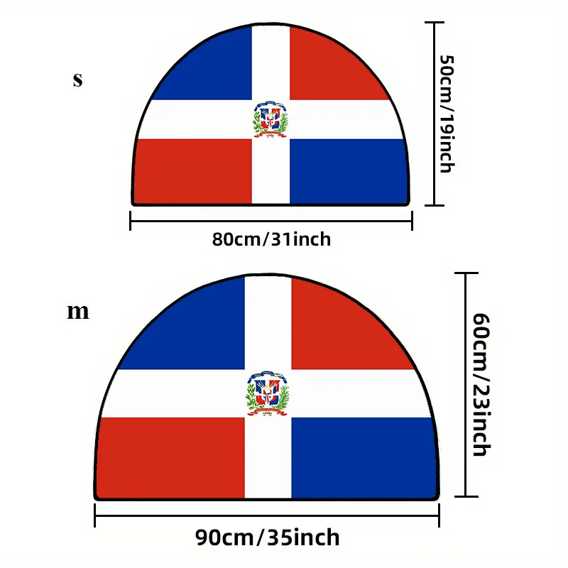 سجادة باب نصف دائرية بعلم جمهورية الدومينيكان غير قابلة للانزلاق لمدخل المنزل، سجادة متينة مقاومة للماء #2