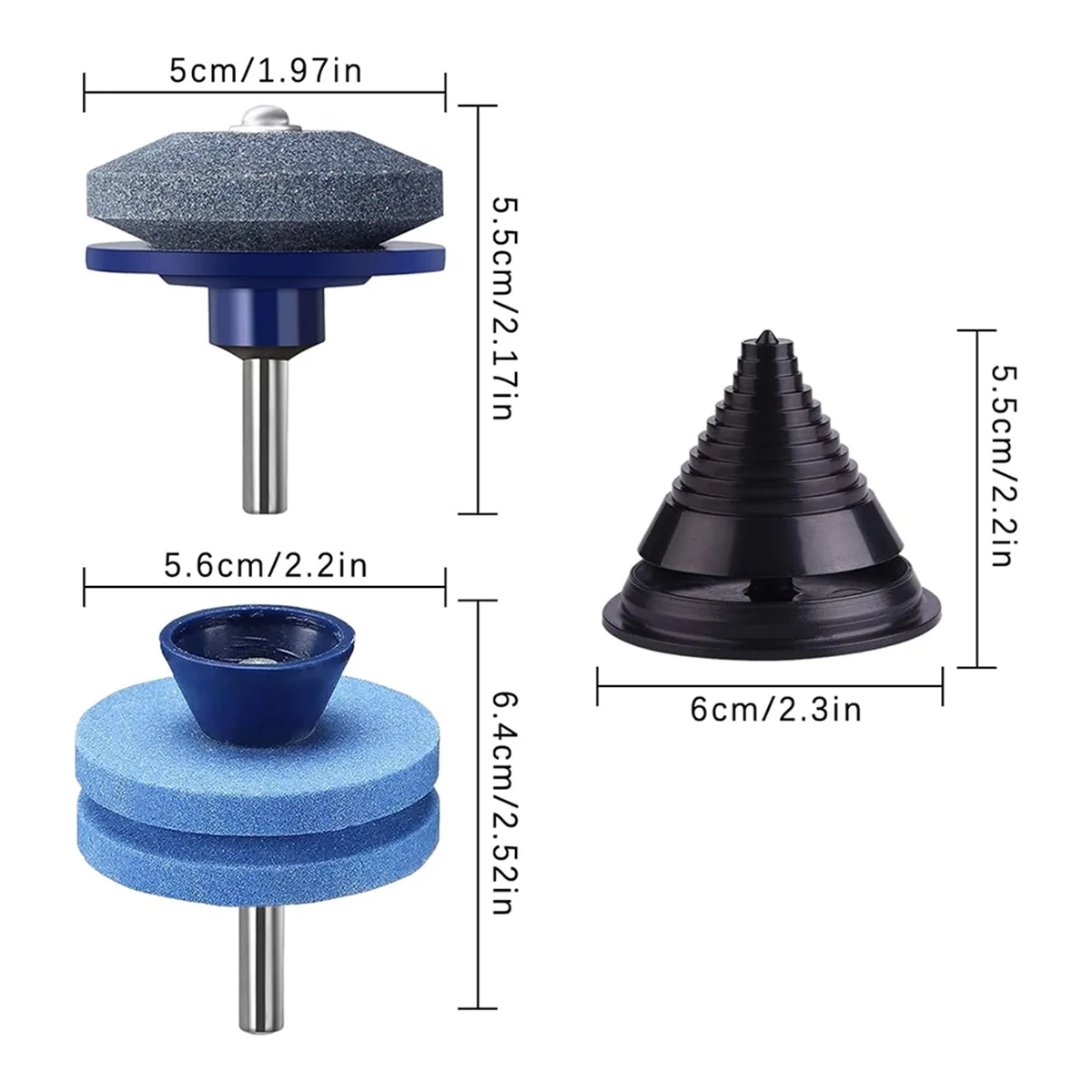 ABYA 4PCS Lawn Mower Blade Sharpener,Mower Blade Sharpener with Blade Balancer for Any Power Drill Hand Drill