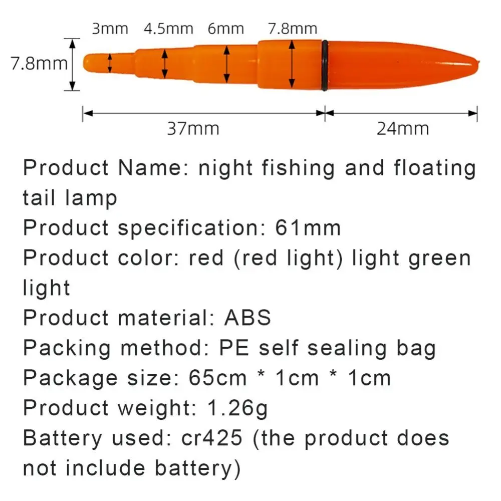 

Fishing Tackle 61mm Lightsticks Electric Float Luminous LED Fish Bite Alarms Red Green Fishing Lamp Luminous Stick Pesca