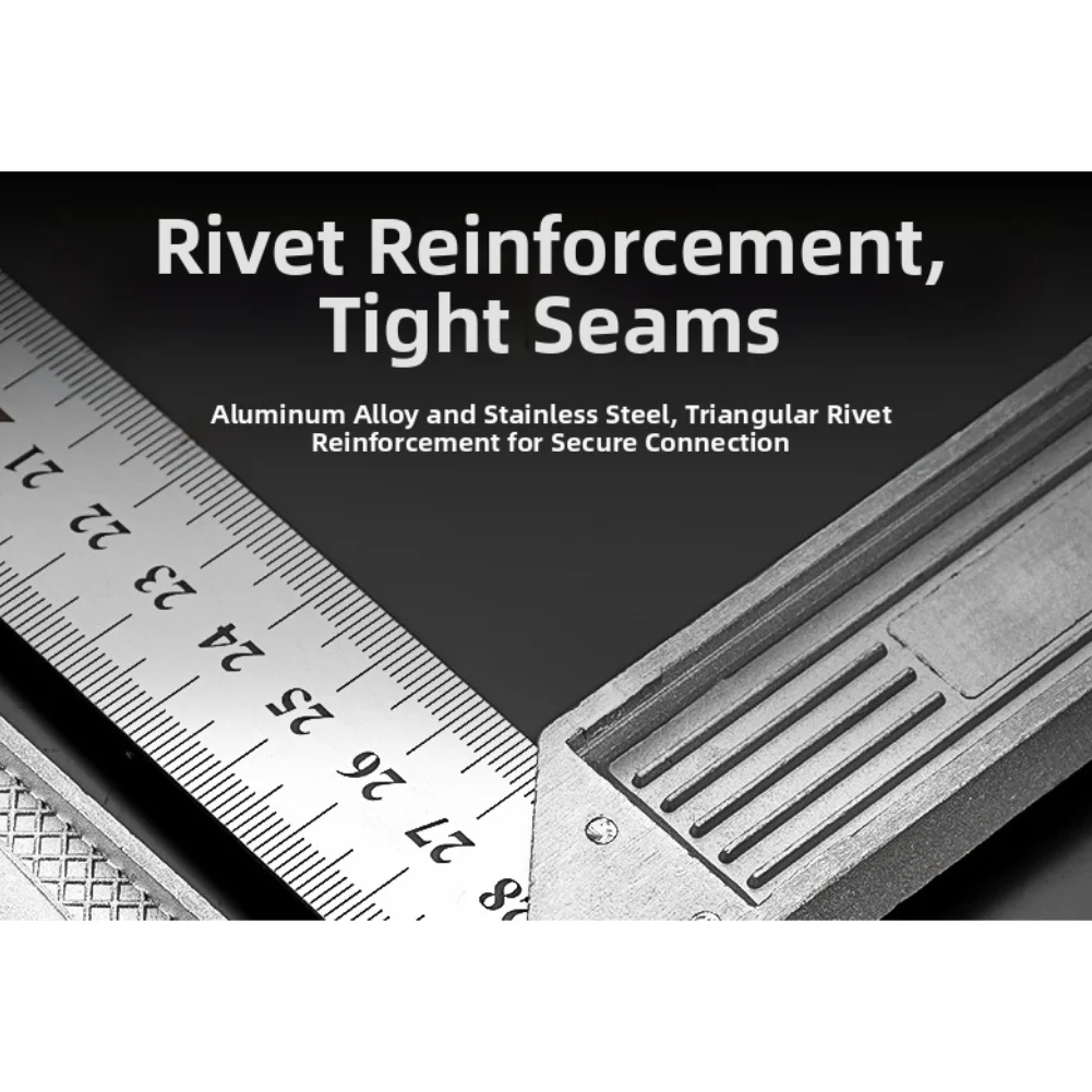 Stainless Steel Right Angle Ruler with Metric and For Imperial Scales for Precise Measurement and Construction Use