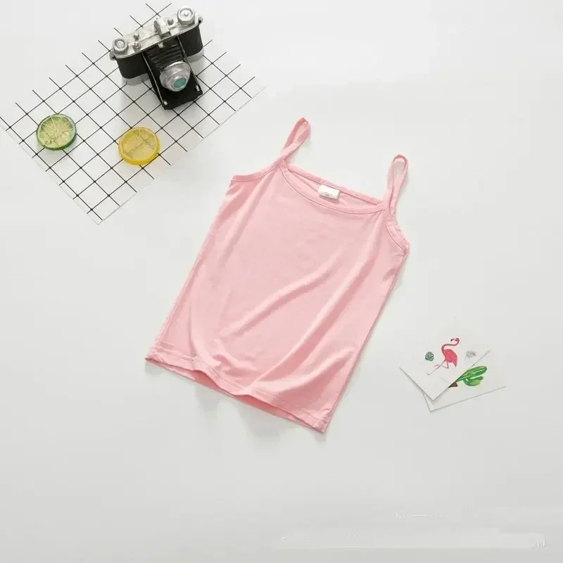 Baby Girls Vest  Kids Cotton Camisole Children\'s Top Tees 2024 Summer Singlet Solid Color Undershirts Teenagers Tank Tops