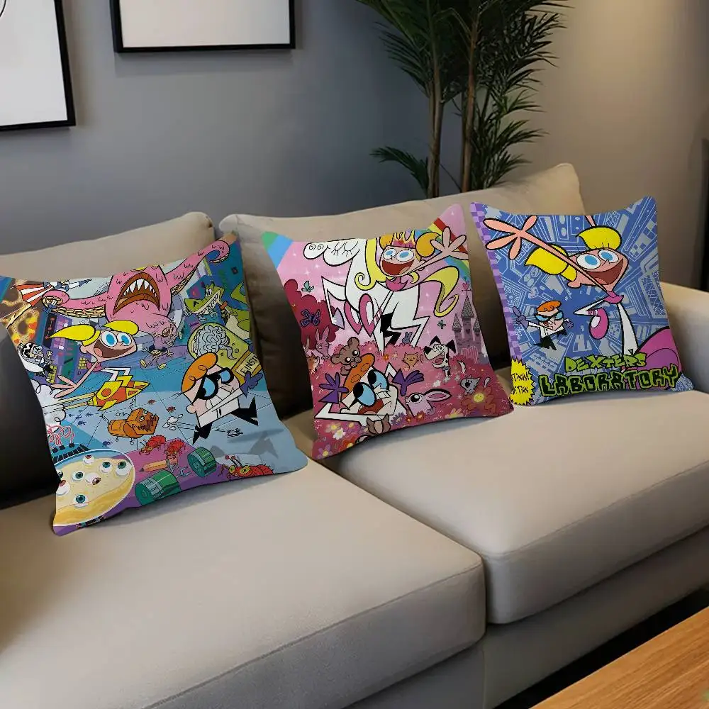 Cartoon D-Dexters L-Laboratory Office Cushion Pillowcase Car Cushion Cover45X45CM Lumbar Pillowcase Sofa Pillowcover