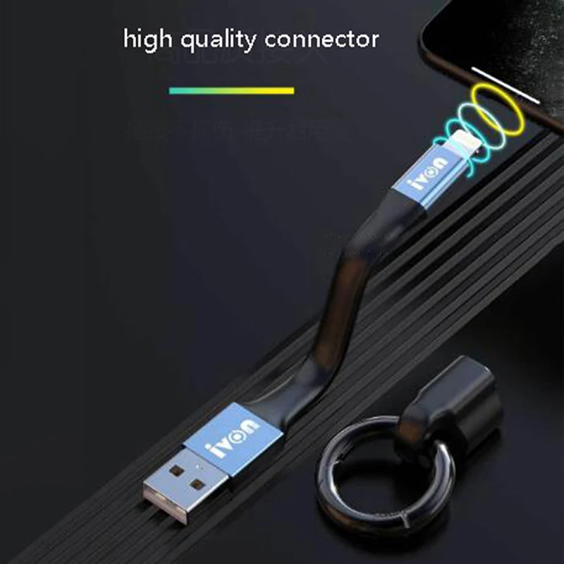 Mini Keychain 2 In 1 Portable USB Data Cable 3A Fast Charging Micro USB Type C Short Cable Cord