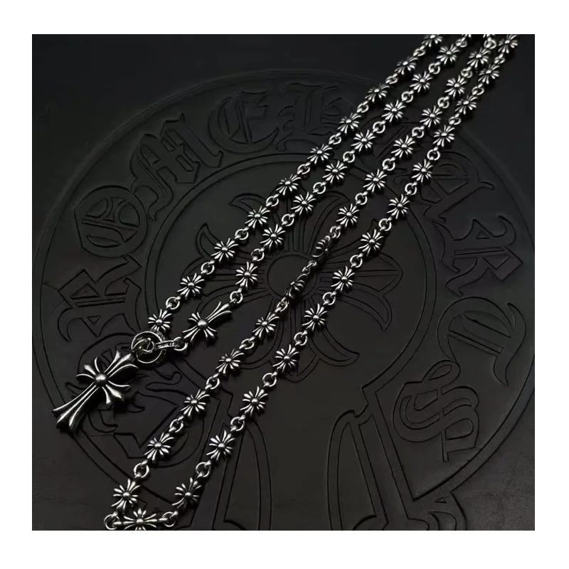 

Trendy Jewelry Cross Telescopic Adjustment Integrated Chain Men's and Women's Retro Thai Silver Old Sweater Chain
