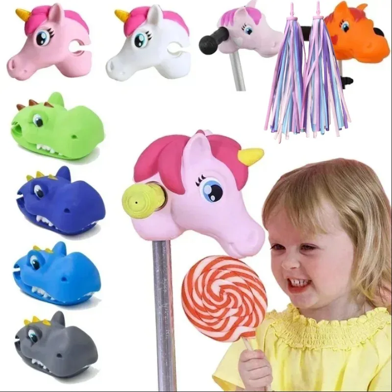 1PC Unicorn Head Toy Scooter Handlebars For Children Bicycle Decoration Animal Scooter Bike Accessories Kids Birthday Gifts