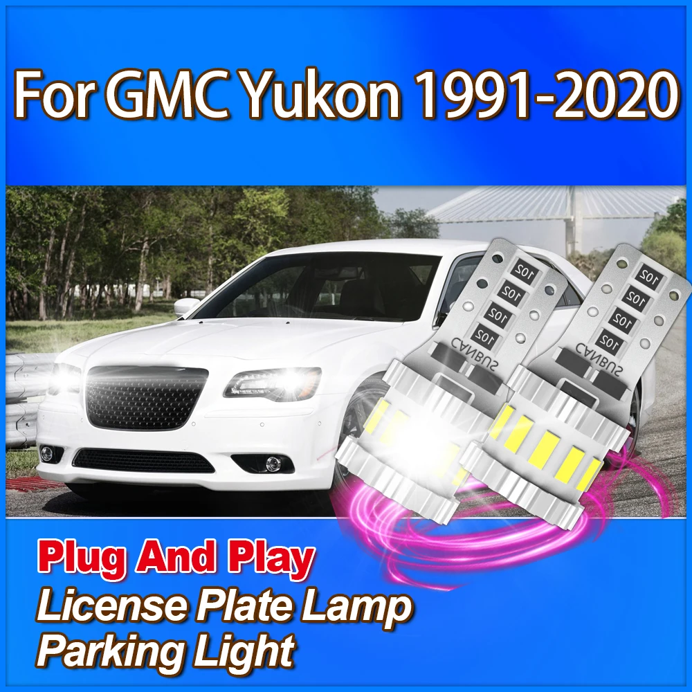 

2PCS T10 W5W License Plate Lamp 3400LM Super Bright Parking Light 6000K White Plug And Play 12V CSP For GMC Yukon 1991 1992-2020