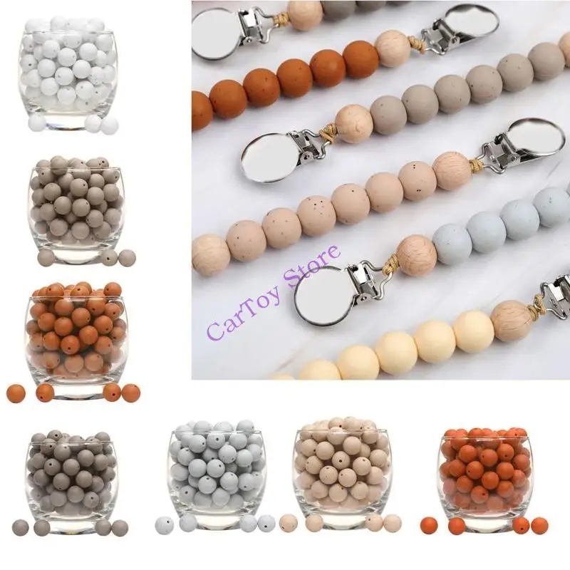 

634F 5pcs 15mm Baby Silicone Beads Loose Beads DIY Chew Charms Necklace Jewelry Making Baby Gift