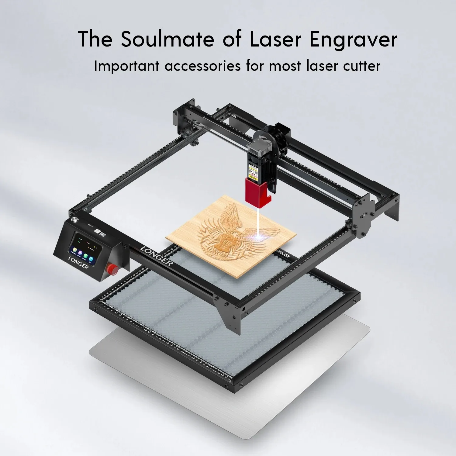 LONGER 500*500mm Laser Engraver Honeycomb Working Table All-metal Structure Steel Panel Board Platform with Measurement Ruler