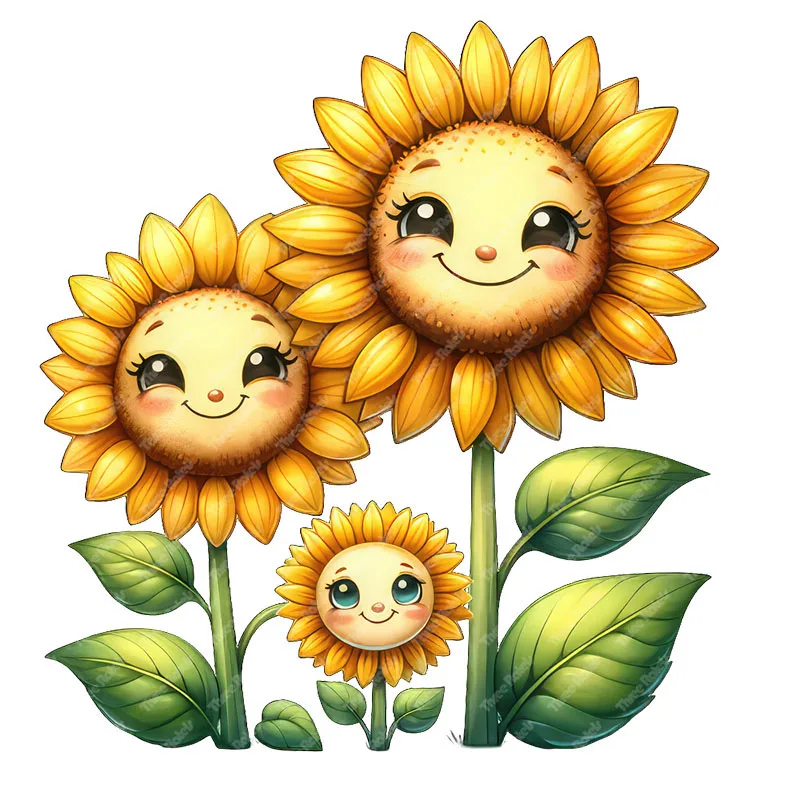 Three Ratels CD211 Cartoon Sunflower Doll Wall Stickers for Children's Bedroom Decoration Funny Car decals view 4
