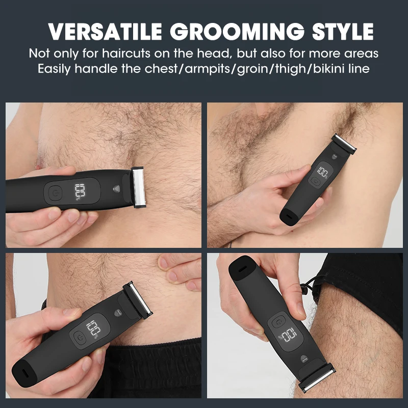 Pemangkas Rambut Tubuh USB Tahan Air Tampilan Digital Alat Cukur Listrik Pria Pemangkas Bagian Pribadi Ketiak Wanita