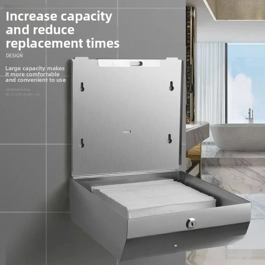 Metal Wall-mounted Tissue Box Minimalism Paper Towel Dispenser Toilet Paper Holder Box Bathroom Stainless Steel Without Punching