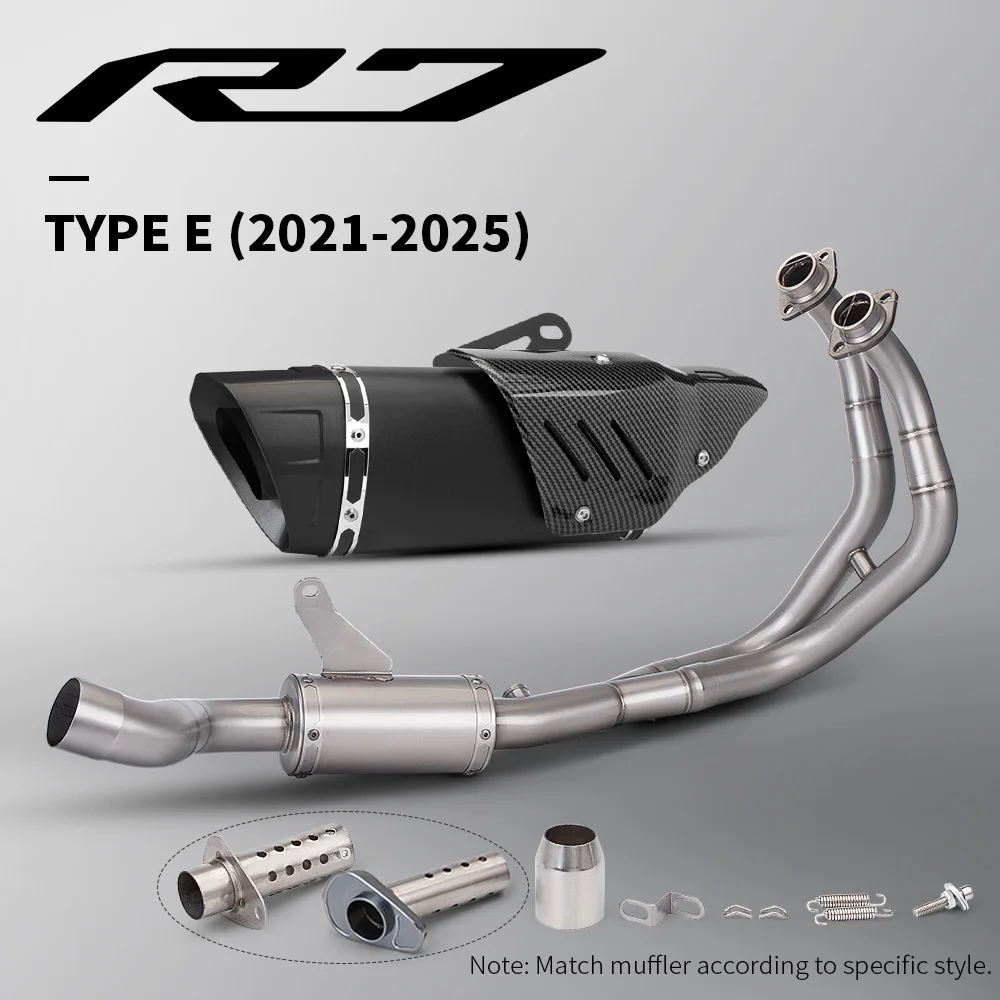 Uitlaatsysteemset van roestvrij staal voor R7 FZ07 XSR7 K10 2021-2025, geschikt voor motorfietsen, hoge prestaties, compleet.