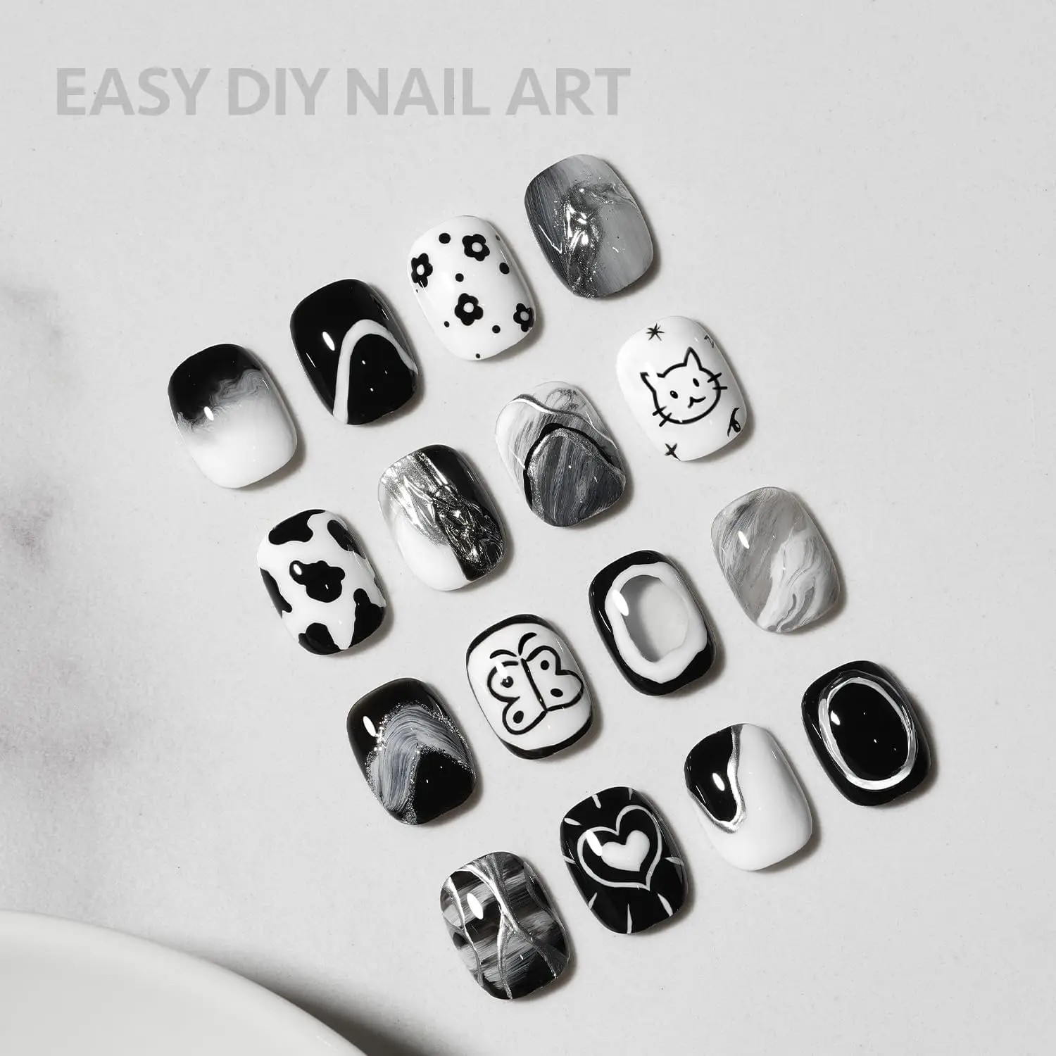 Makart Gel Nagellack Liner Set 8ml, 2 Farben Nail Art Sommer Französisch Politur weiß schwarz für Französisch Spitze Wirbel ziehen Nagel einweichen – Detail 18