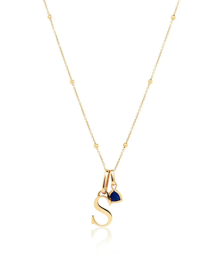 

Personalised Initial & Droplet Birthstone Necklace Custom Monogrammed Stainless Steel Bead Chain Pendant Birthday Gift For Women