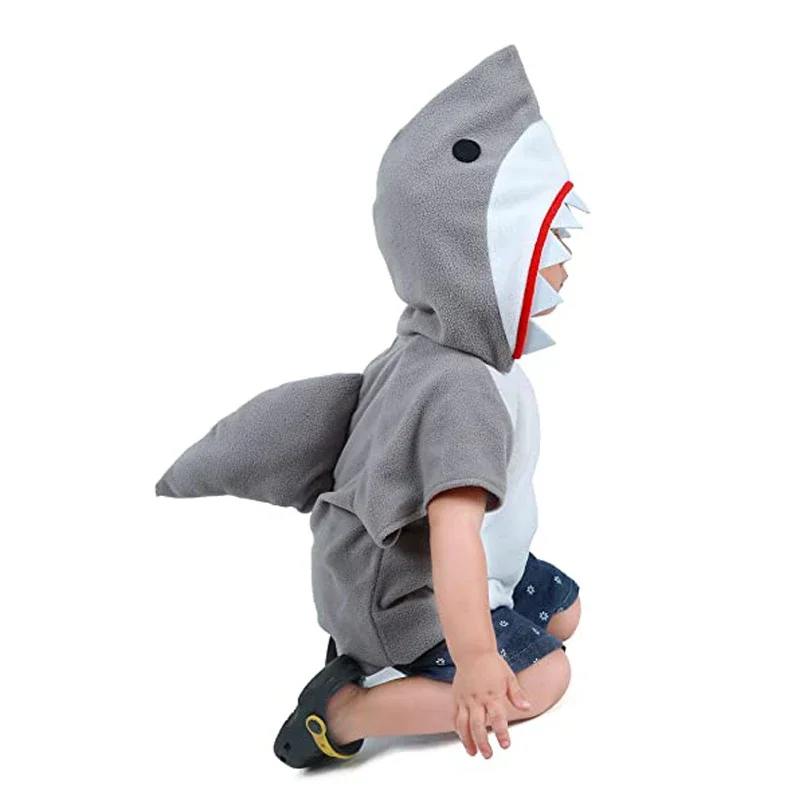 Velo oceano animal outfit laranja cinza rosa infantil menina tubarões purim fantasia vestir-se criança menino tubarão azul traje de halloween