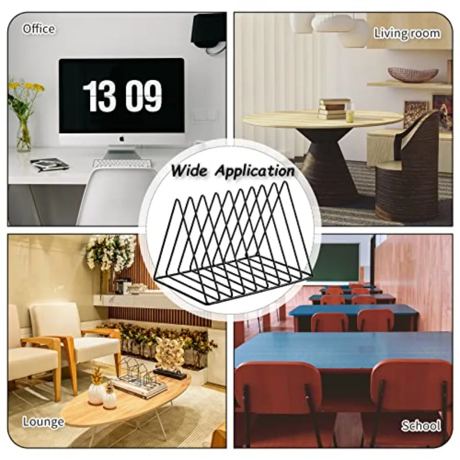 Shimeyao 6 Pieces Magazine Holder Triangle File Holder Book Record Metal Vinyl Record Storage Magazine Rack Multifunction Trian