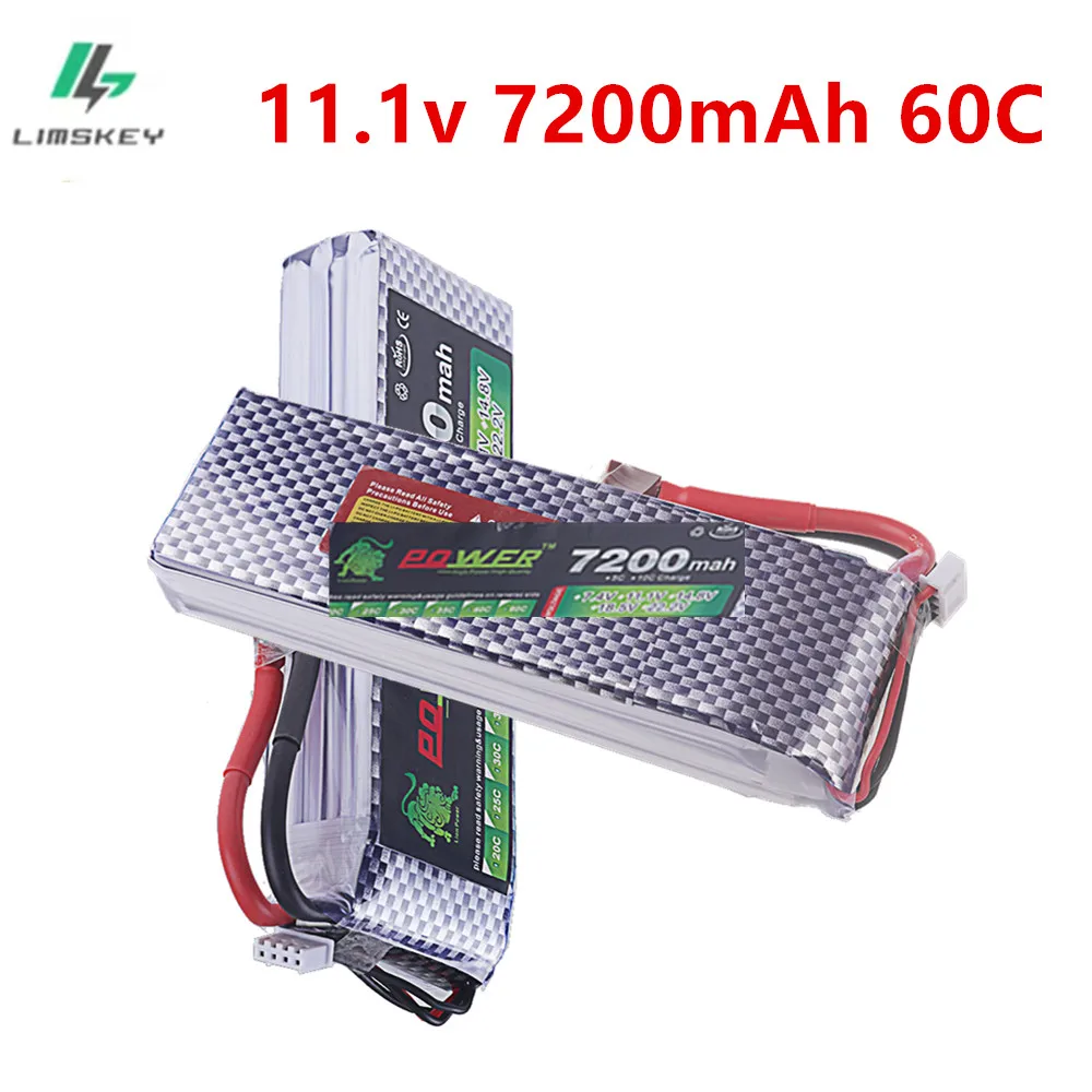 3S LION POWER 11.1V 7200mah 60C Lipo Battery For RC Toys Cars Boats Drone Quadcopter Airplane