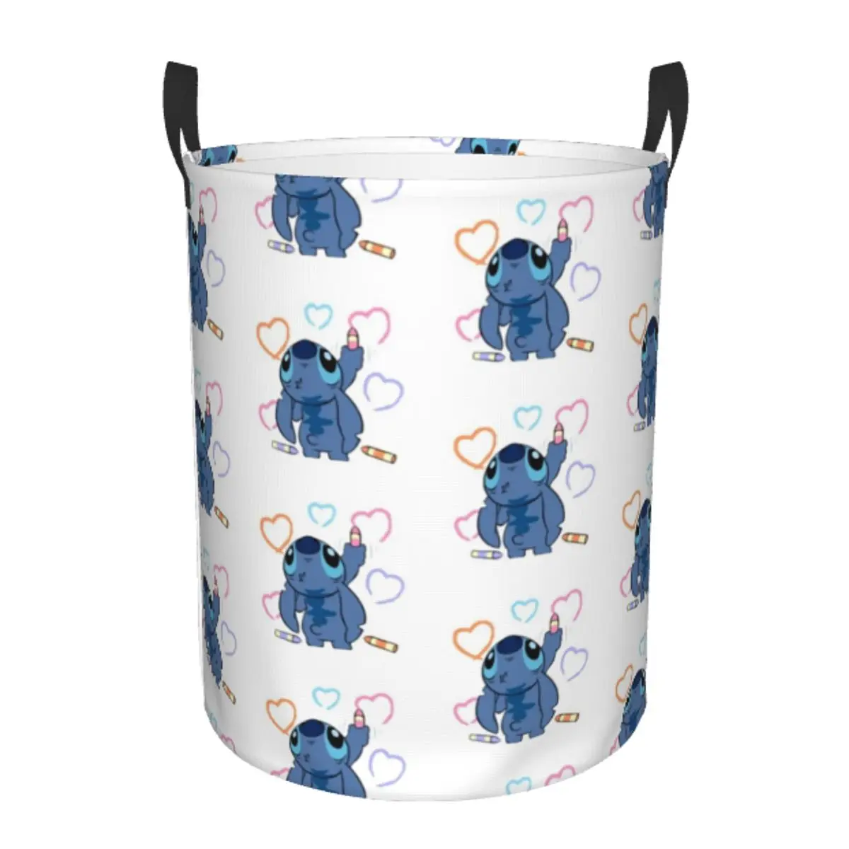 

Round Single-Layer Dirty Clothes Basket Stitch Space-Saving Laundry Hamper with Sturdy Handles for Easy Carrying