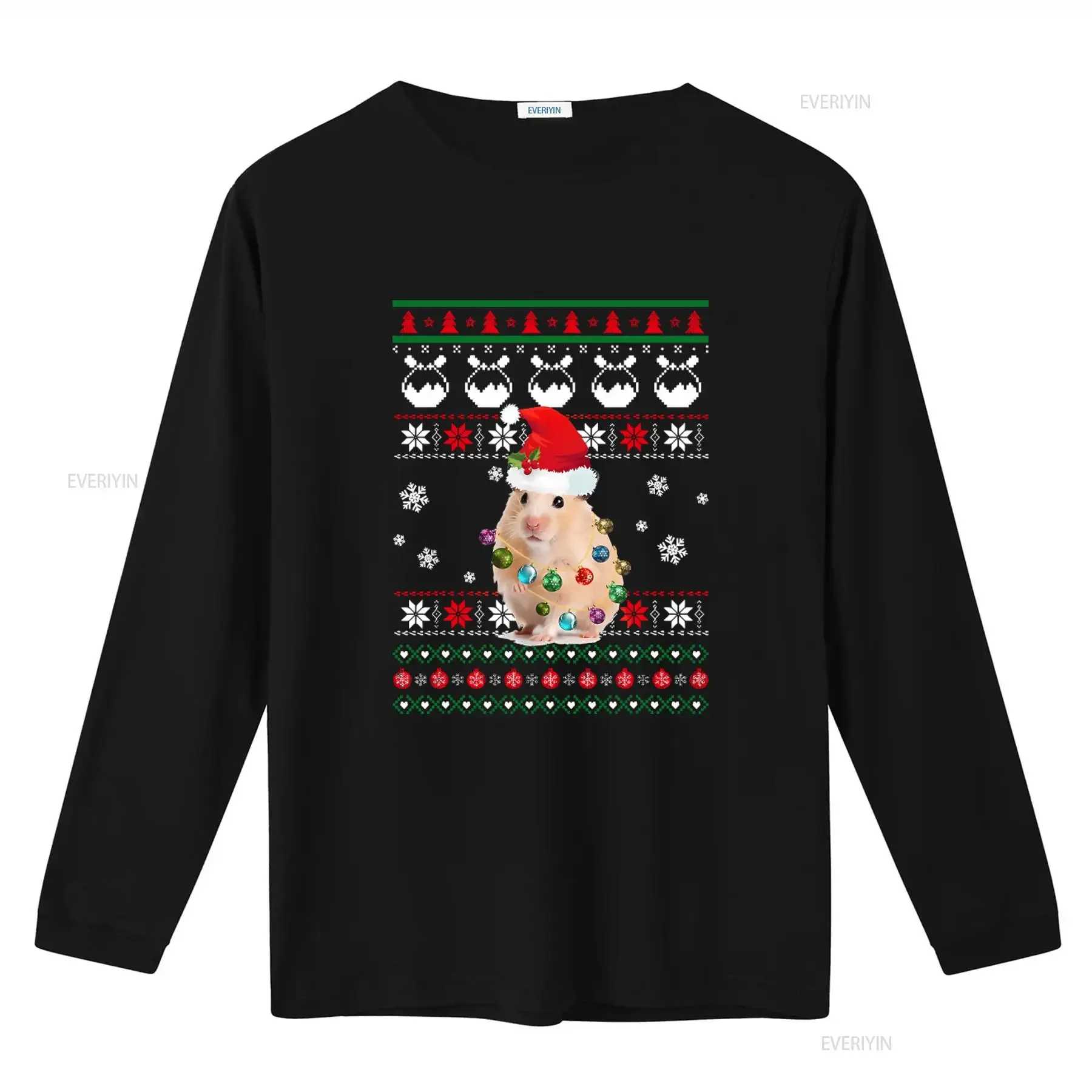 Adorable Hamster Christmas Ugly Sweater Style T Shirt with Lights and Festive Patterns Perfect Idea vintage Washed Stylish