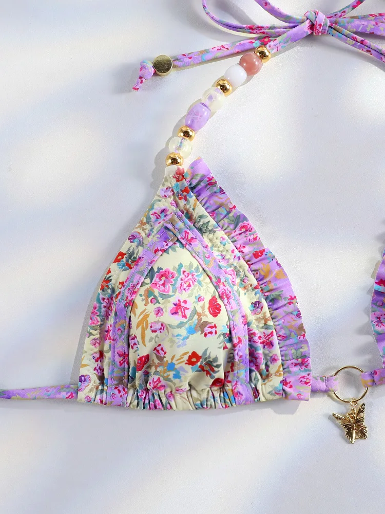 مثير مثلث ميني بيكيني مجموعات مايكرو سيور ملابس السباحة طقم سباحة حريمي Biquini ضمادة بحر طباعة ملابس السباحة ثونغ بيكيني #3