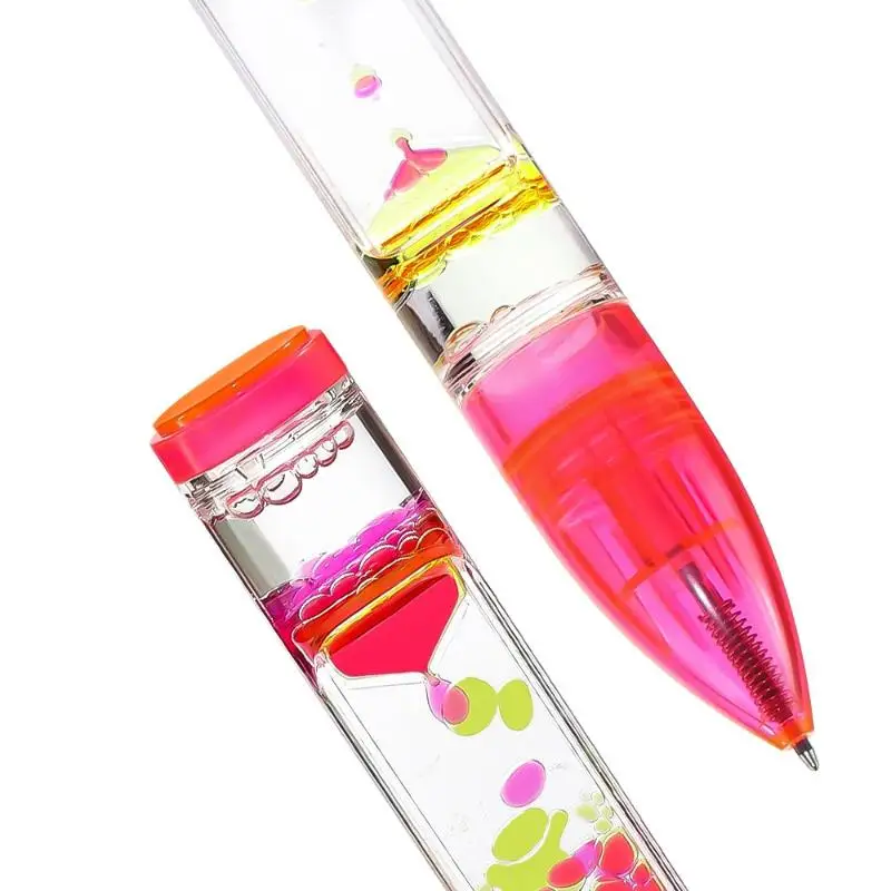 1pc 6 Colors Anxiety Relief Stress-Free Writing Cool Relax Pen For Study/Office Liquid Motion Bubble Pen-Retractable Ballpoint