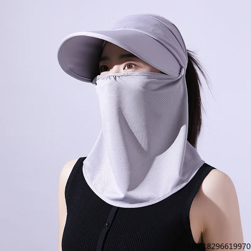 UPF 50+ Full Face Neck Cover Visor with Detachable Face Neck Flap Casual Fishing Sun Visor Hat for Outdoor Sports
