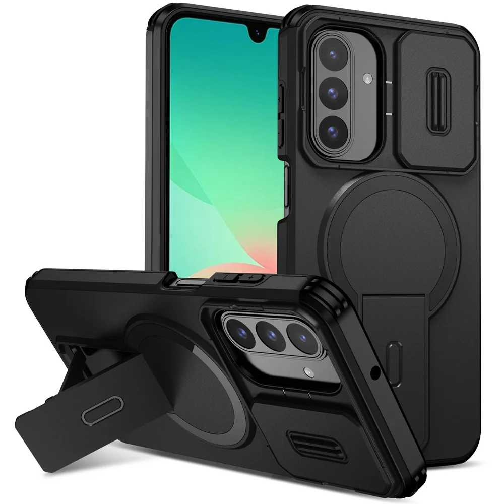 For Samsung Galaxy A16 A26 A36 A56 A17 5G Luxury Ring + Movable Window Back Cover Armor Case For SamsungA17 A 17 Phone Case