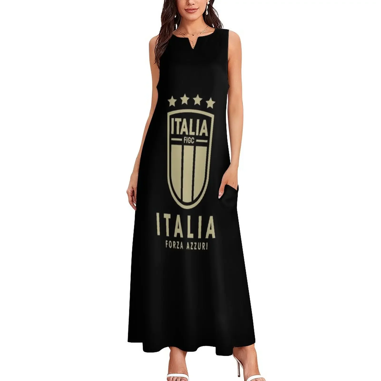 Italia Forza Azzuri robe longue dorée robe d'été pour femme 2025 robes d'été femme 2025 robes de cérémonie robes de bal 2025 robe