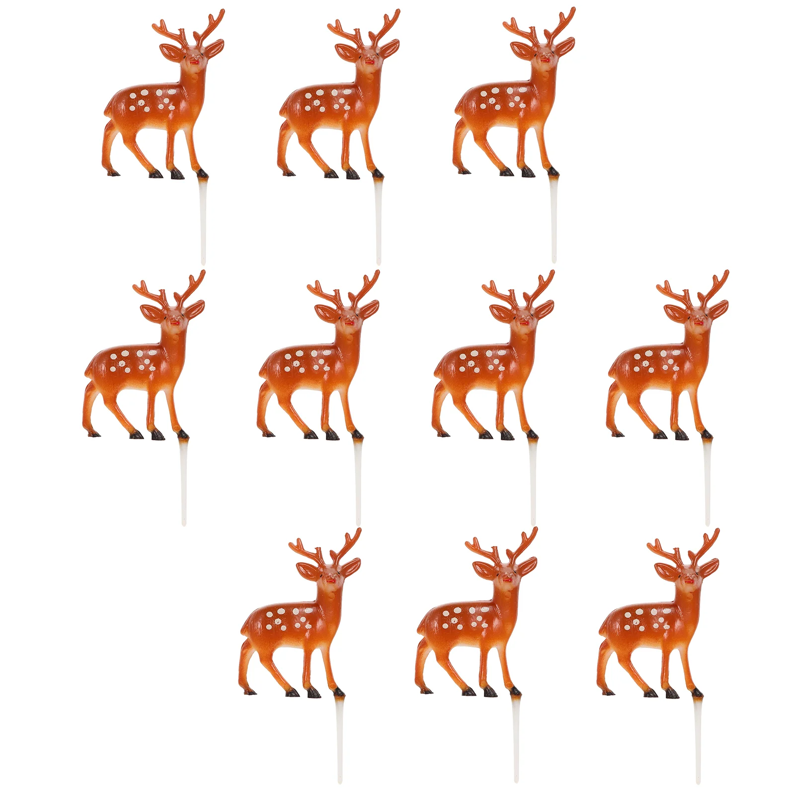 10 Pcs Birthday Party Supplies Sika Deer Cake Insert Decor Paper Cups Picks Fondant Christmas Toppers Brown