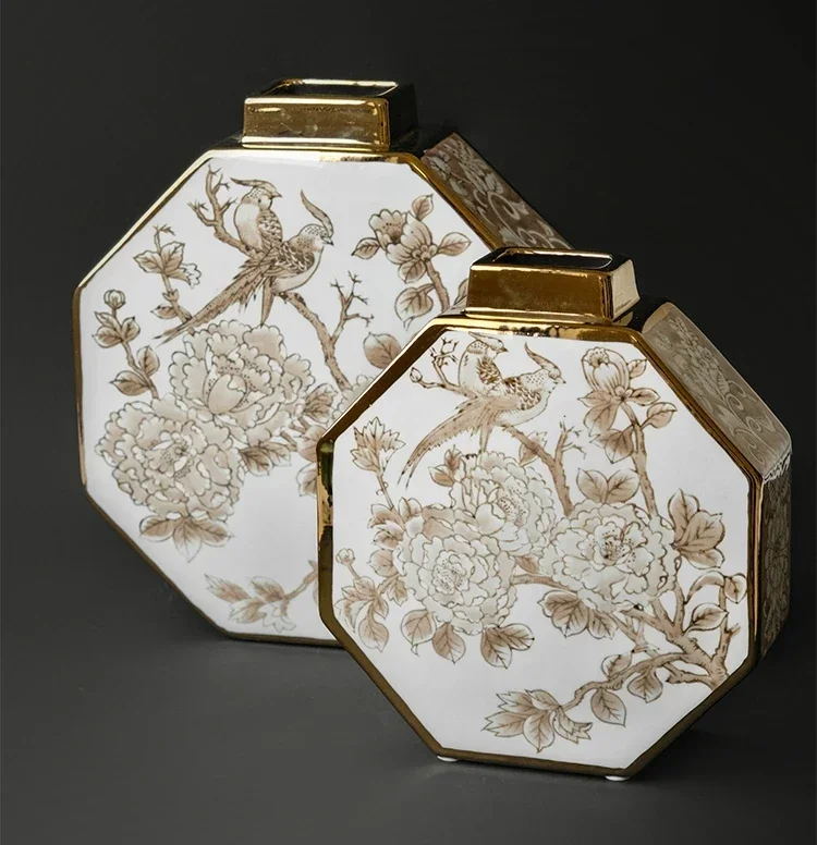 

gilded white porcelain! "beaming with joy" vase shipped ornaments