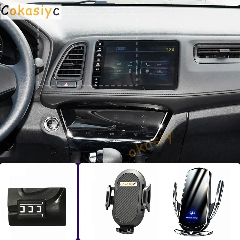 Suporte para telemóvel para carro, para HONDA HR-V HRV Vezel 2015 2016 2017 2018-2022, com carregamento sem fios e base de fixação especial.