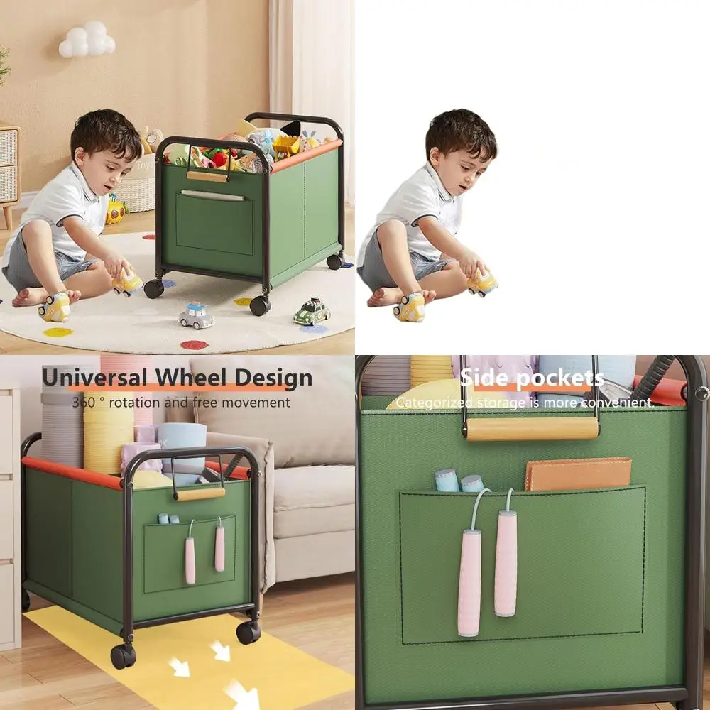 

Green Large Wheeled Toy Organizer for Bedrooms, Playrooms - Holds Toys, Books, Clothes, Snacks with 360° Swivel Wheels